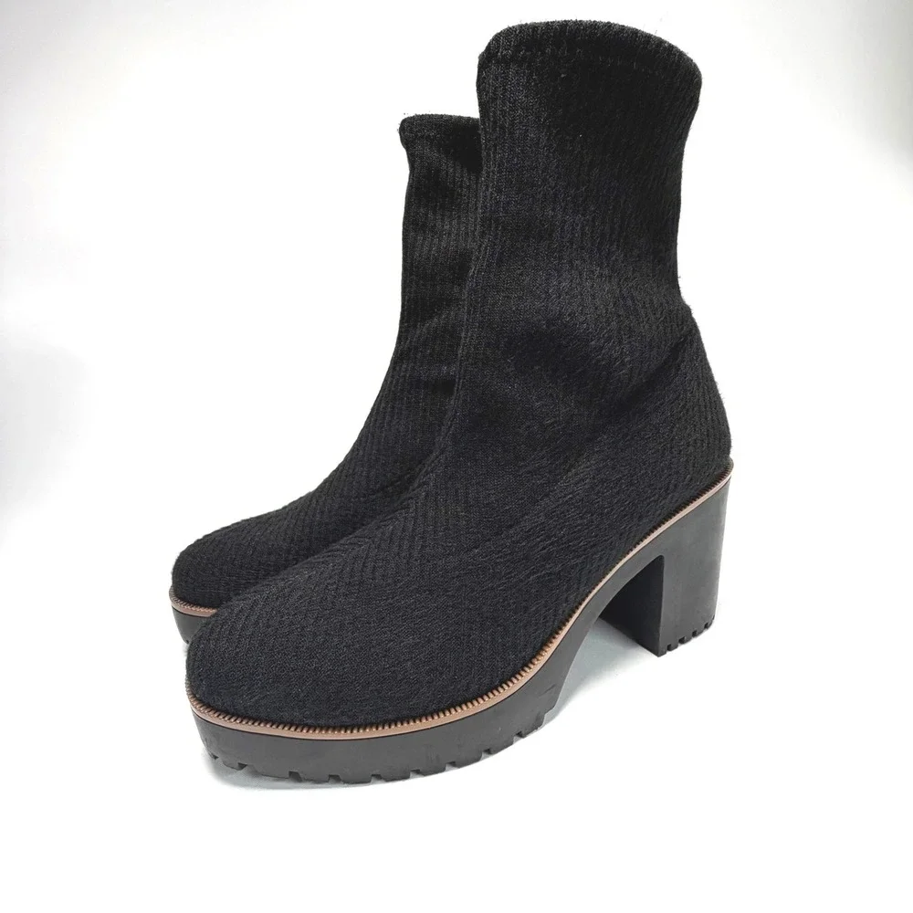 Chinese Laundry‎ Platform Sock Boots Lug Sole Black Womens 10 Chunky